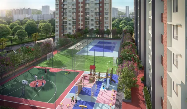 Outdoor multi-play sports court within the recreation zone at Sattva Courtyard East Bengaluru